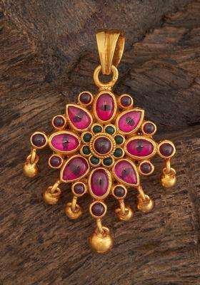 Embellished Bridal 92.5 Pure Silver Gold-Plated Floral Pendants for Women | Traditional Temple Jewellery for Wedding & Festive Wear | Gift for Her