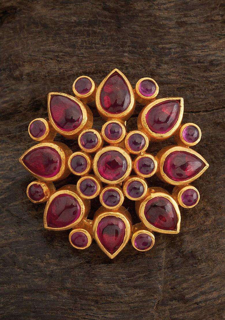 92.5 Pure Silver Gold-Plated Floral Pendants for Women | Traditional Temple Jewellery for Wedding & Festive Wear | Gift for Her - Indya
