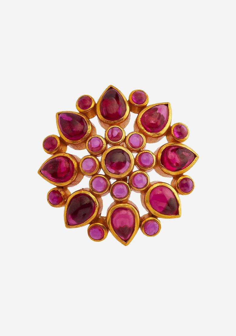 92.5 Pure Silver Gold-Plated Floral Pendants for Women | Traditional Temple Jewellery for Wedding & Festive Wear | Gift for Her - Indya