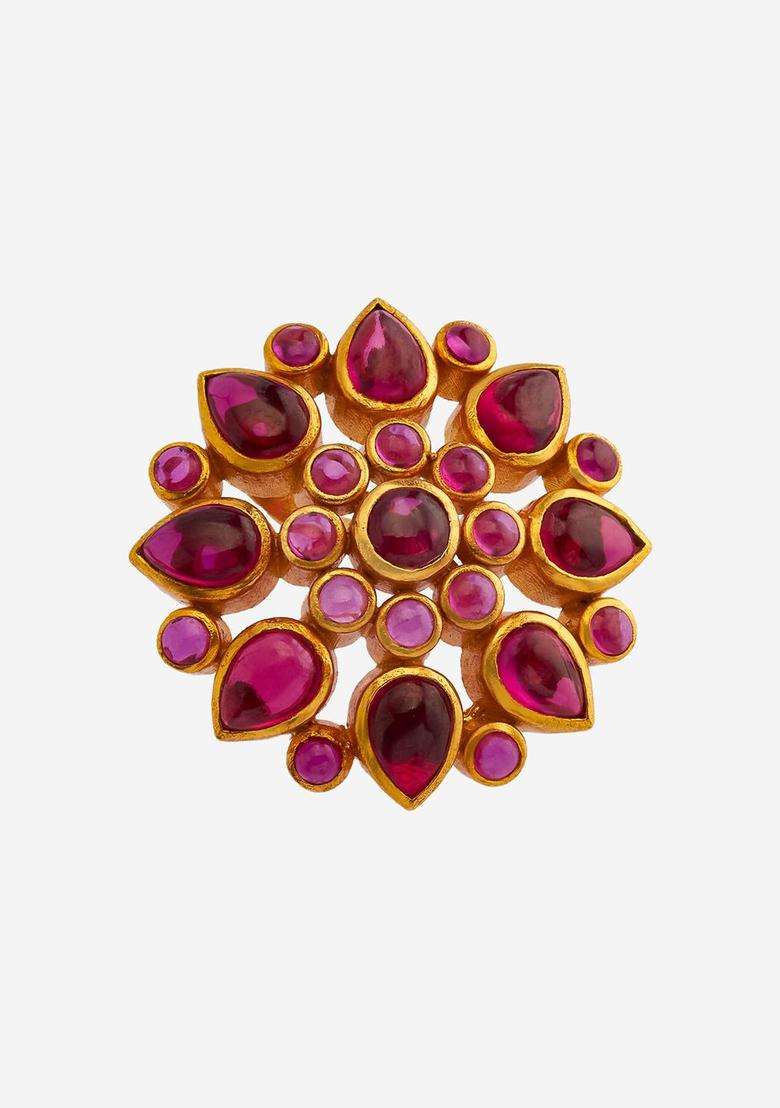 92.5 Pure Silver Gold-Plated Floral Pendants for Women | Traditional Temple Jewellery for Wedding & Festive Wear | Gift for Her - Indya