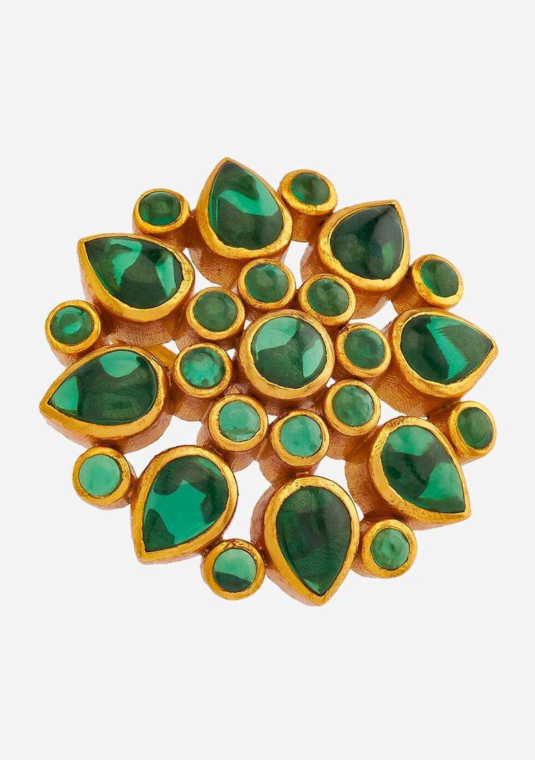 92.5 Pure Silver Gold-Plated Floral Pendants for Women | Traditional Temple Jewellery for Wedding & Festive Wear | Gift for Her - Indya