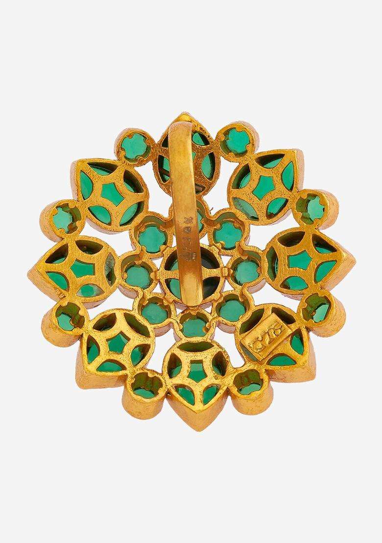 92.5 Pure Silver Gold-Plated Floral Pendants for Women | Traditional Temple Jewellery for Wedding & Festive Wear | Gift for Her - Indya