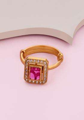 Gold-Plated Stone-Studded Finger Ring for Women | Traditional Temple Jewellery for Wedding & Festive Wear | Gift for Her