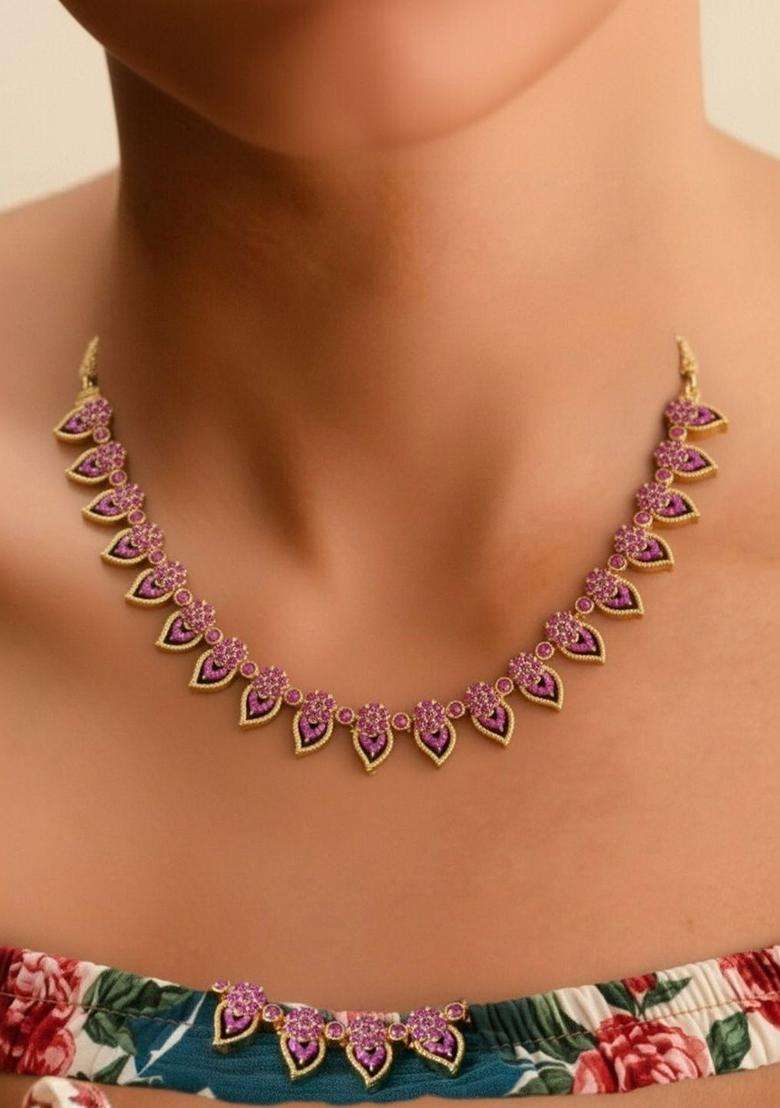 Brass Gold-Plated Antique Necklace for Women | Traditional Temple Jewellery for Wedding & Festive Wear | Gift for Her - Indya