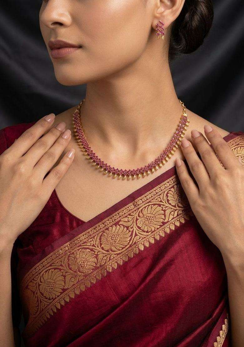 Brass Gold-Plated Temple Necklace for Women | Traditional Temple Jewellery for Wedding & Festive Wear | Gift for Her - Indya