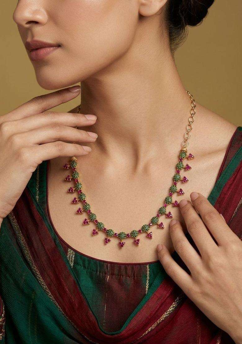 Brass Gold-Plated Temple Necklace for Women | Traditional Temple Jewellery for Wedding & Festive Wear | Gift for Her - Indya