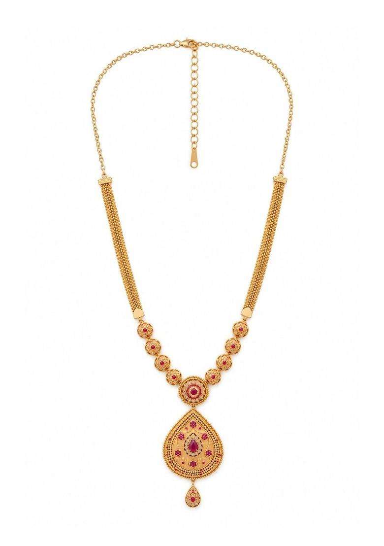Brass Gold-Plated Temple Necklace for Women | Traditional Temple Jewellery for Wedding & Festive Wear | Gift for Her - Indya