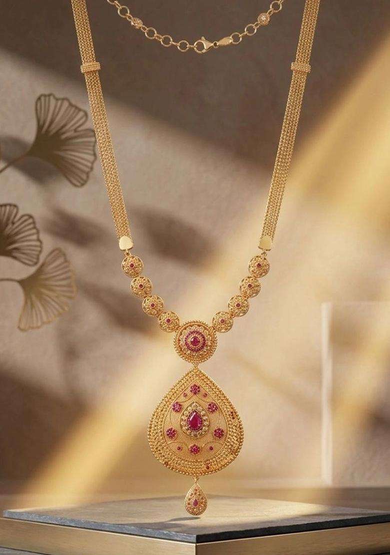 Brass Gold-Plated Temple Necklace for Women | Traditional Temple Jewellery for Wedding & Festive Wear | Gift for Her - Indya