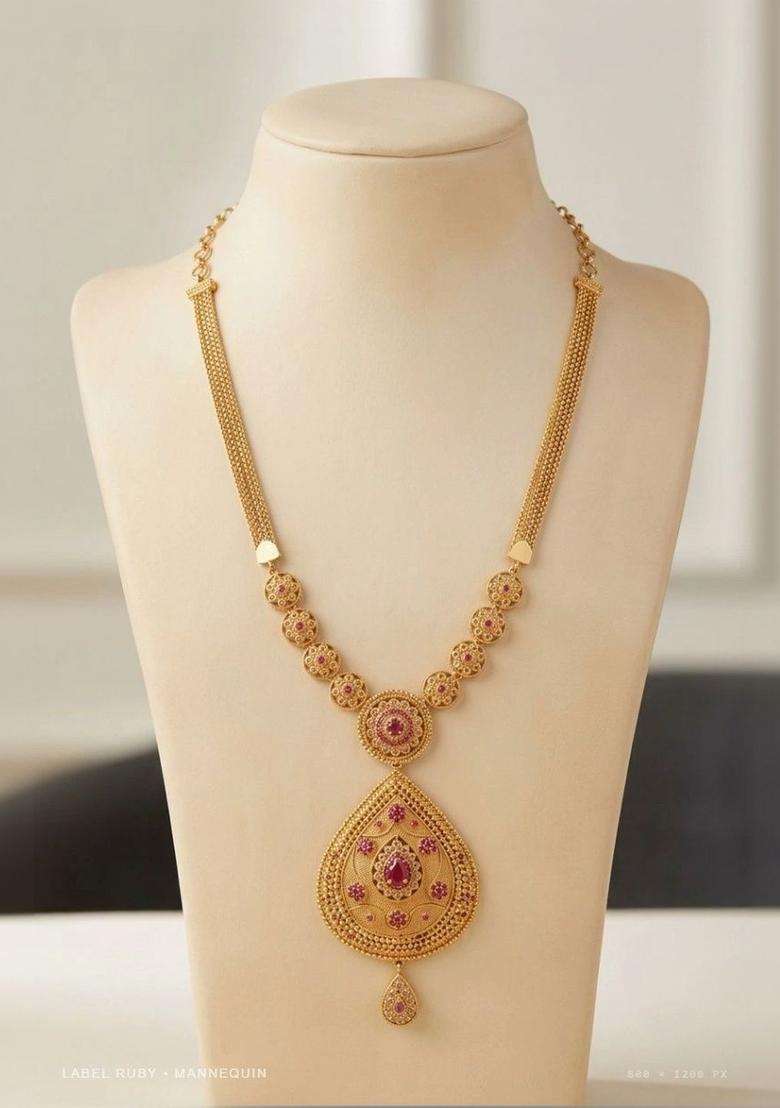 Brass Gold-Plated Temple Necklace for Women | Traditional Temple Jewellery for Wedding & Festive Wear | Gift for Her - Indya