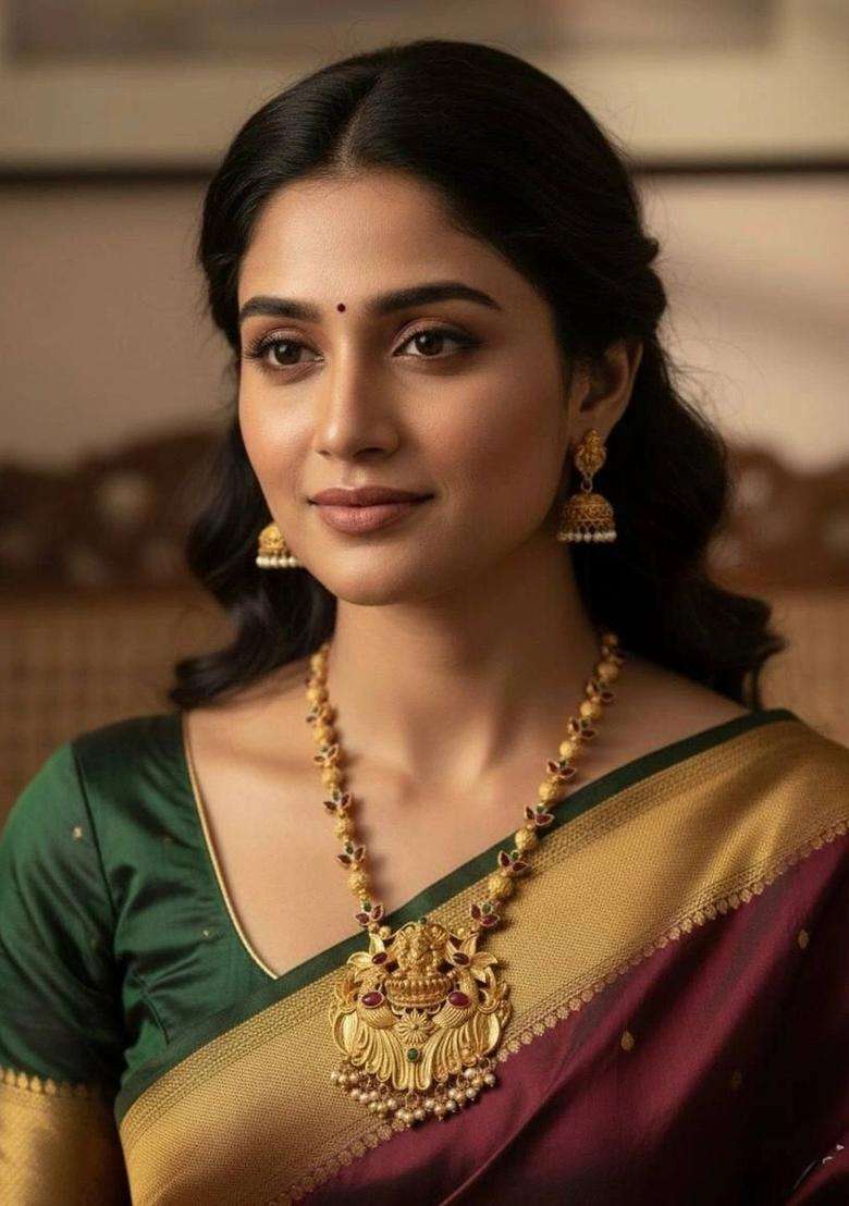 Gold-Plated Artificial Stones Studded and Beads Beaded Jewellery Set for Women | Traditional Temple Jewellery for Wedding & Festive Wear | Gift for Her - Indya