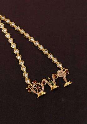 Gold-Plated Artificial Stones Studded & Beaded Temple Necklace for Women | Traditional Temple Jewellery for Wedding & Festive Wear | Gift for Her