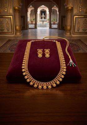 Gold-Plated Temple Beaded Necklace and Earrings Jewellery Set for Women | Traditional Temple Jewellery for Wedding & Festive Wear | Gift for Her