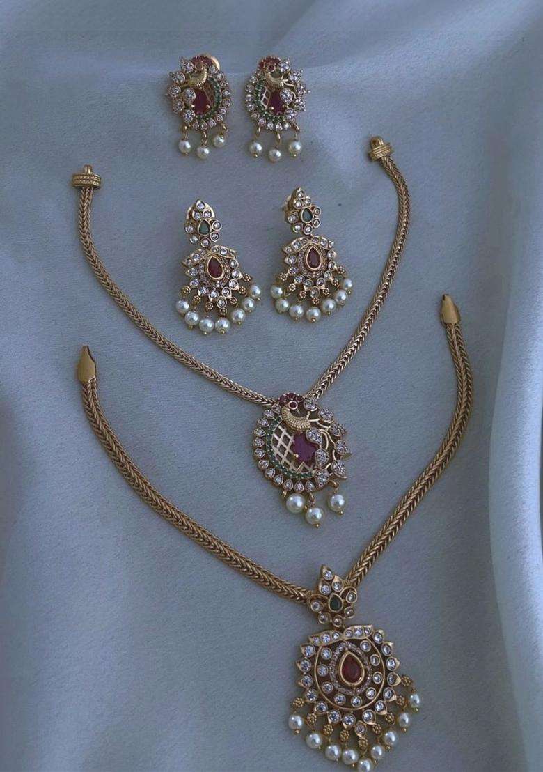 Temple Set of 2 Ethnic Brass Jewellery Set for Women | Traditional Temple Jewellery for Wedding & Festive Wear | Gift for Her - Indya