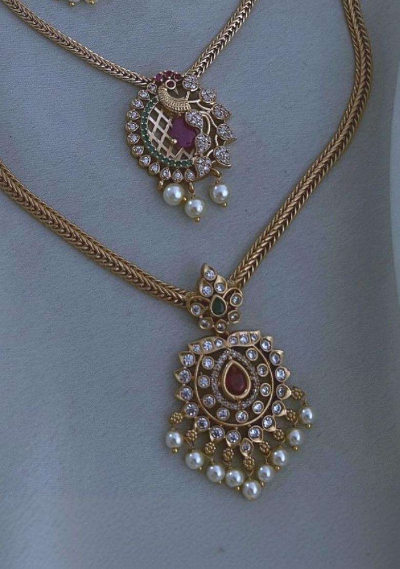 Temple Set of 2 Ethnic Brass Jewellery Set for Women | Traditional Temple Jewellery for Wedding & Festive Wear | Gift for Her - Indya