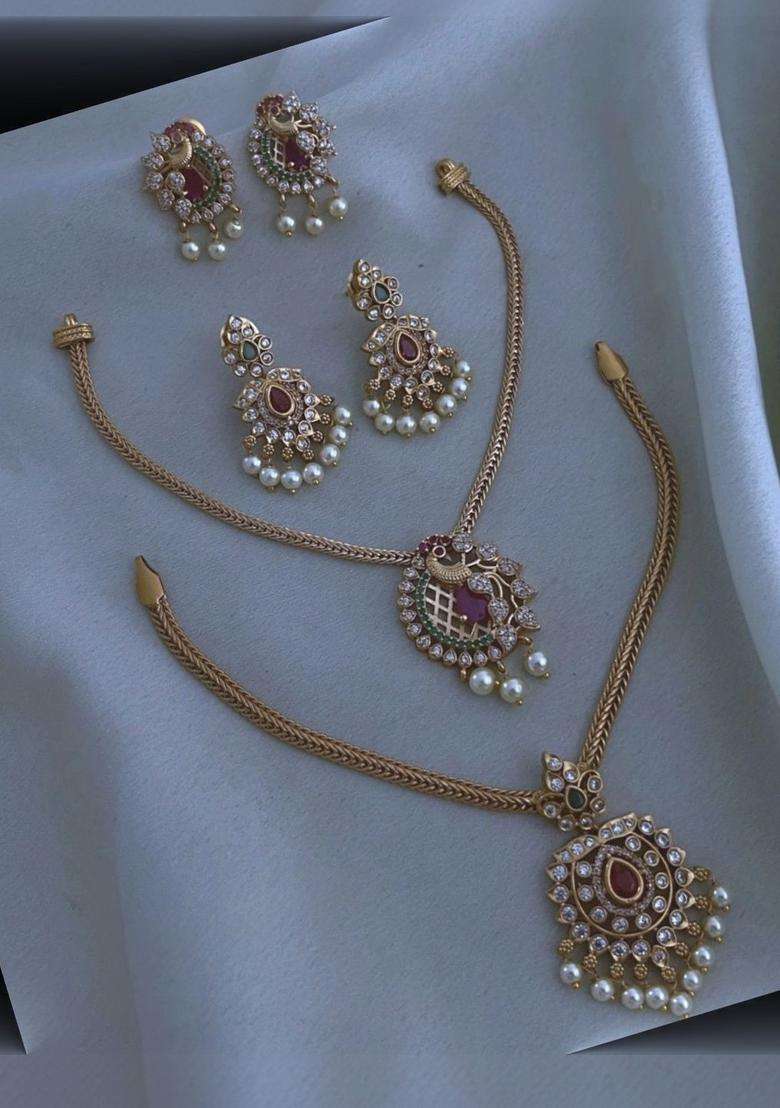 Temple Set of 2 Ethnic Brass Jewellery Set for Women | Traditional Temple Jewellery for Wedding & Festive Wear | Gift for Her - Indya