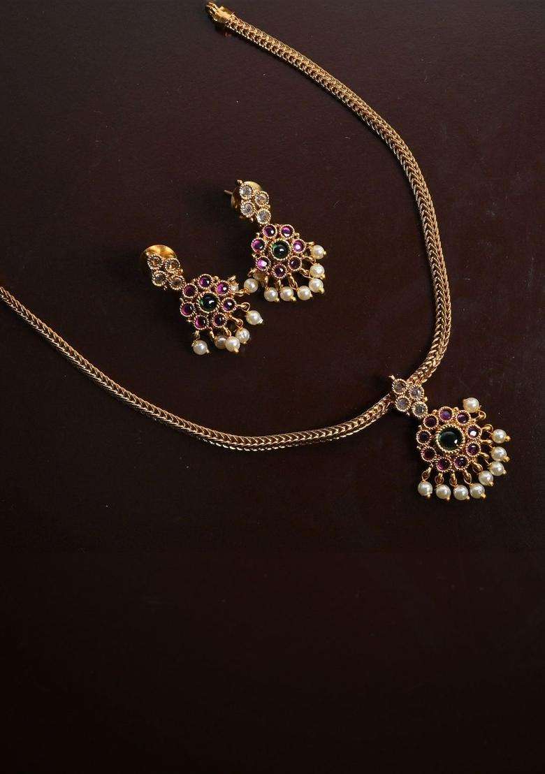 Gold-Plated Temple Pendant and Earrings for Women | Traditional Temple Jewellery for Wedding & Festive Wear | Gift for Her - Indya
