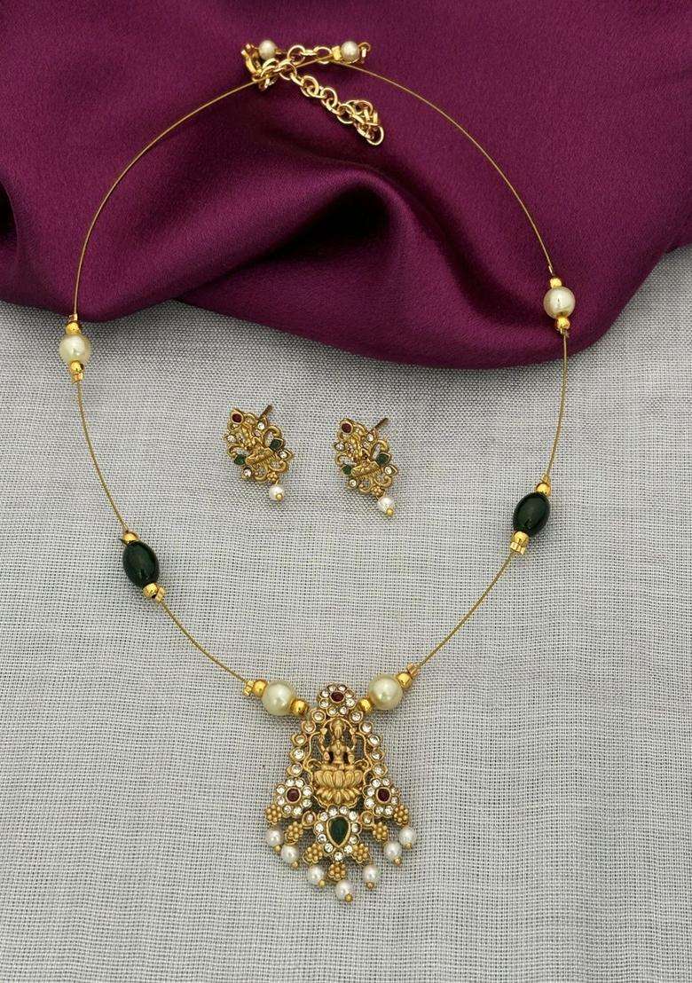 Gold-Plated Temple Necklace and Earrings for Women | Traditional Temple Jewellery for Wedding & Festive Wear | Gift for Her - Indya