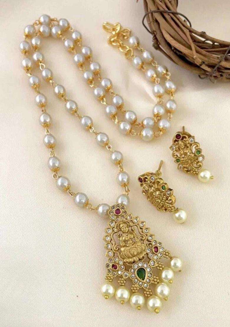 Gold-Plated Temple Necklace and Earrings for Women | Traditional Temple Jewellery for Wedding & Festive Wear | Gift for Her - Indya