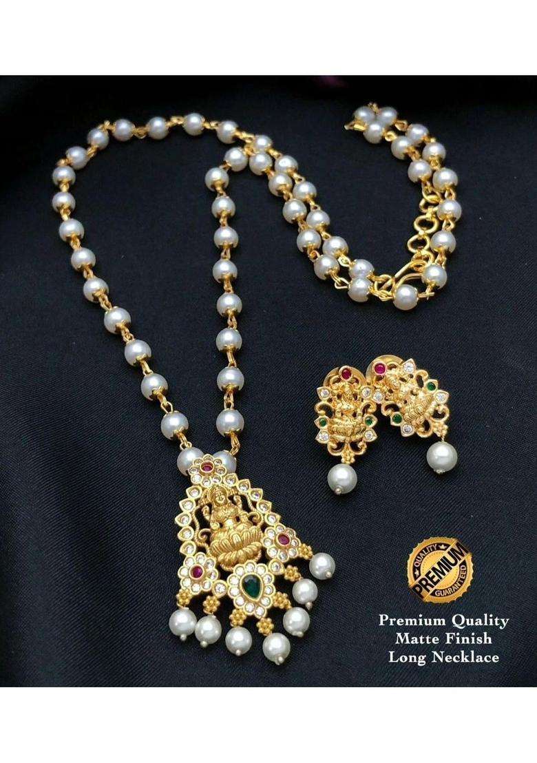 Gold-Plated Temple Necklace and Earrings for Women | Traditional Temple Jewellery for Wedding & Festive Wear | Gift for Her - Indya