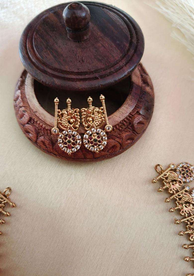 Gold-Plated Temple Necklace and Earrings for Women | Traditional Temple Jewellery for Wedding & Festive Wear | Gift for Her - Indya