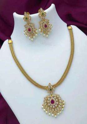 Gold-Plated Temple Pendant and Earrings for Women | Traditional Temple Jewellery for Wedding & Festive Wear | Gift for Her
