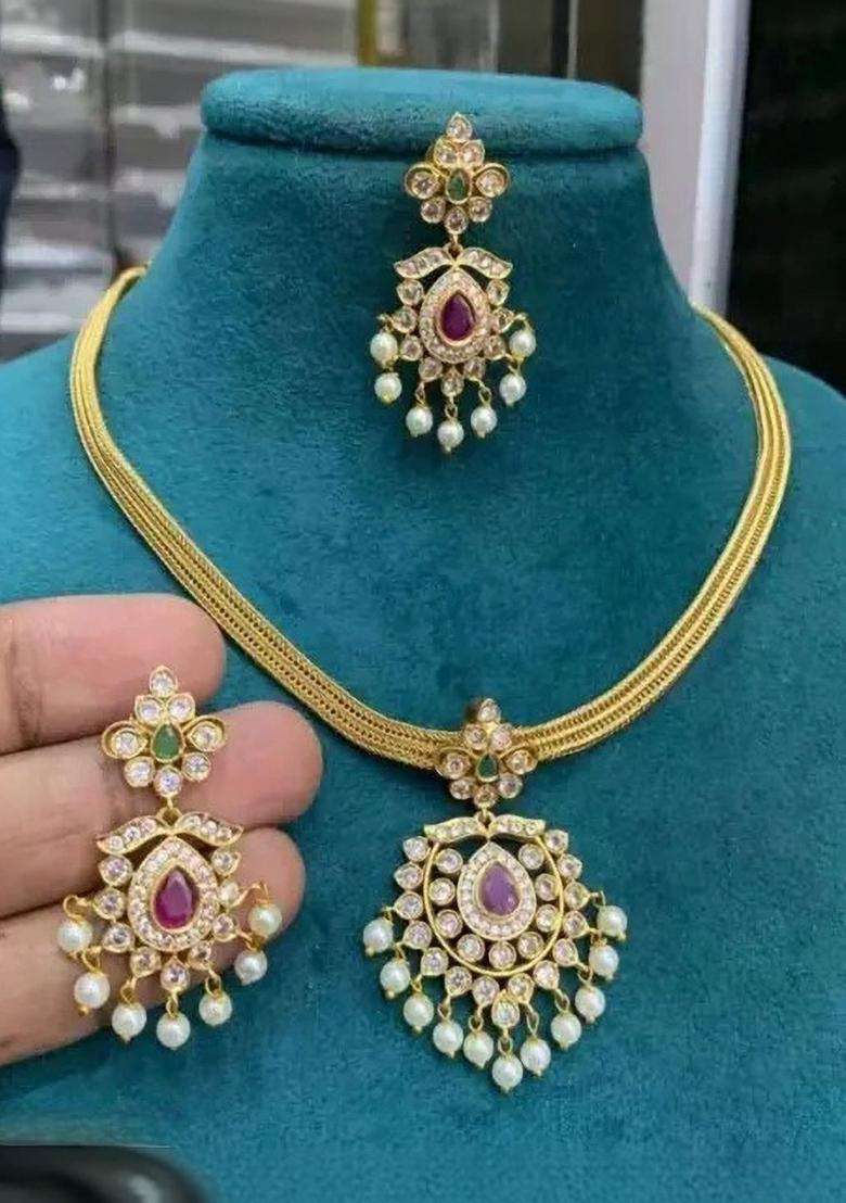 Gold-Plated Temple Pendant and Earrings for Women | Traditional Temple Jewellery for Wedding & Festive Wear | Gift for Her - Indya