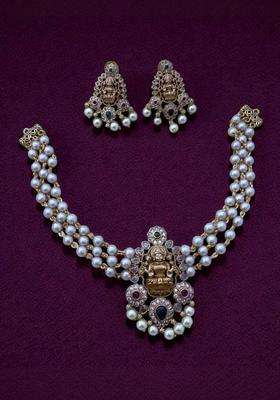 Gold-Plated Temple Necklace and Earrings for Women | Traditional Temple Jewellery for Wedding & Festive Wear | Gift for Her