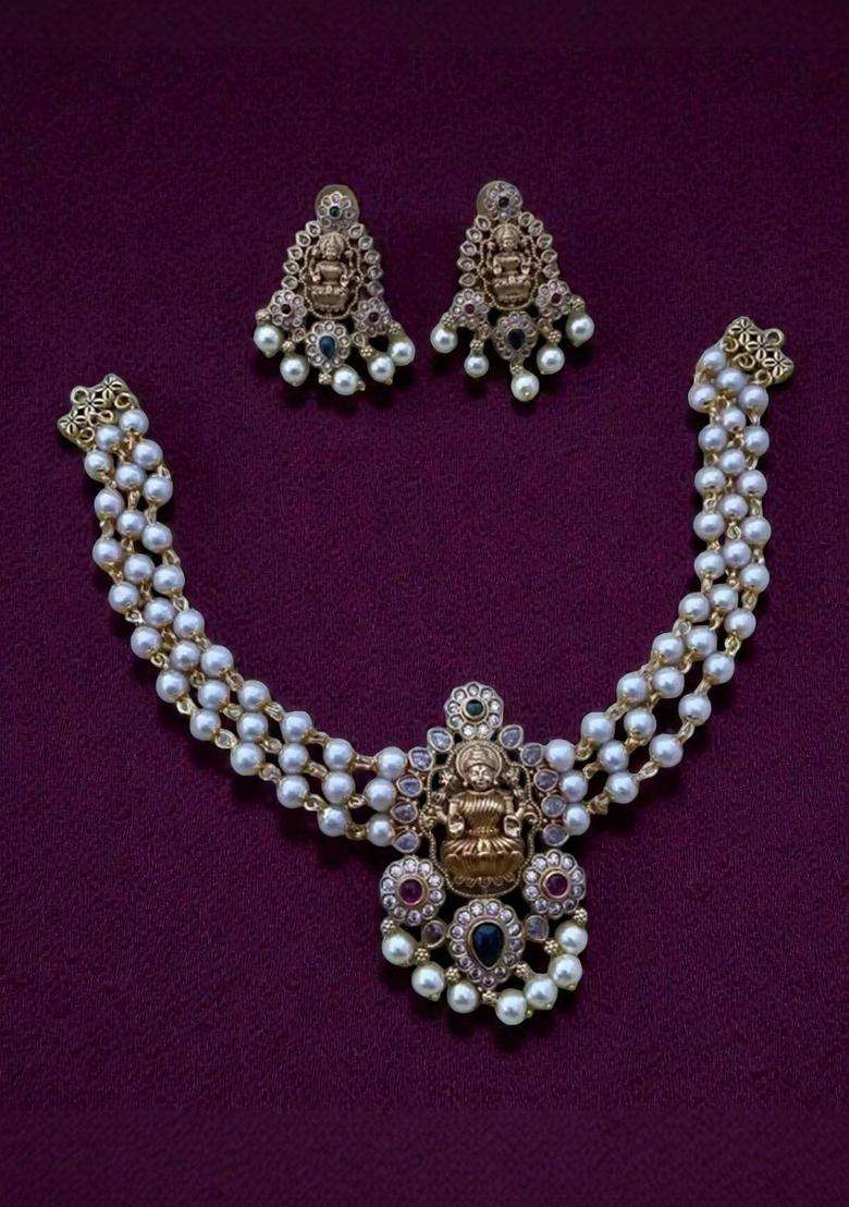 Gold-Plated Temple Necklace and Earrings for Women | Traditional Temple Jewellery for Wedding & Festive Wear | Gift for Her - Indya