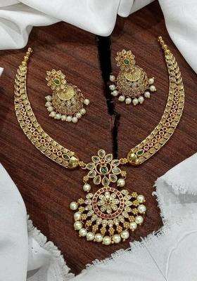 Gold-Plated Temple Necklace and Earrings for Women | Traditional Temple Jewellery for Wedding & Festive Wear | Gift for Her