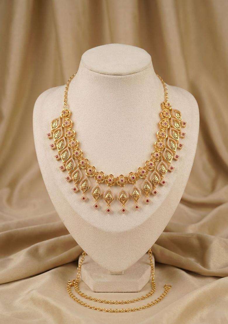 Gold-Plated Temple Necklace and Earrings for Women | Traditional Temple Jewellery for Wedding & Festive Wear | Gift for Her - Indya