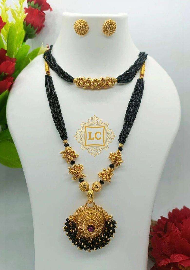 Brass-Plated Temple Necklace and Earrings for Women | Traditional Temple Jewellery for Wedding & Festive Wear | Gift for Her - Indya