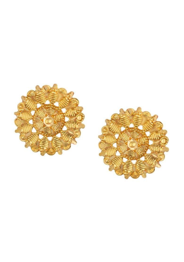 Gold-Plated Temple Contemporary Studs Earrings for Women | Traditional Temple Jewellery for Wedding & Festive Wear | Gift for Her - Indya