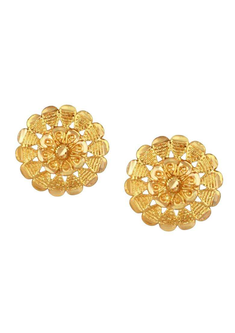 Gold-Plated Temple Contemporary Studs Earrings for Women | Traditional Temple Jewellery for Wedding & Festive Wear | Gift for Her - Indya
