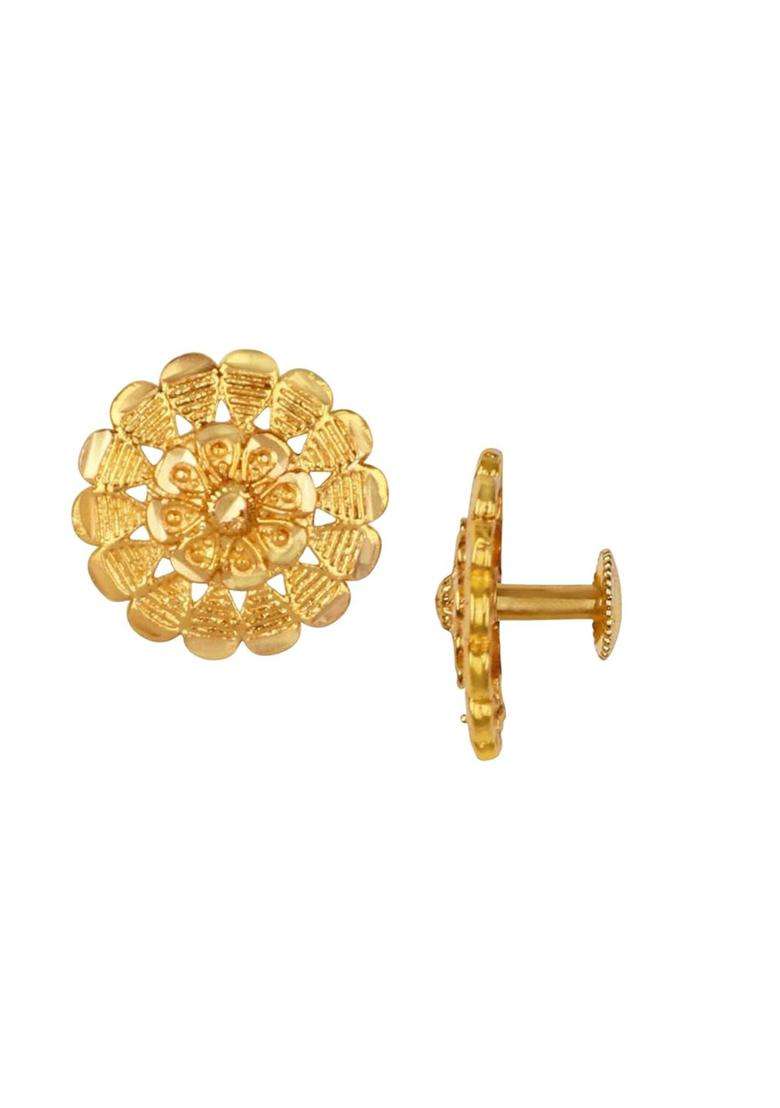Gold-Plated Temple Contemporary Studs Earrings for Women | Traditional Temple Jewellery for Wedding & Festive Wear | Gift for Her - Indya