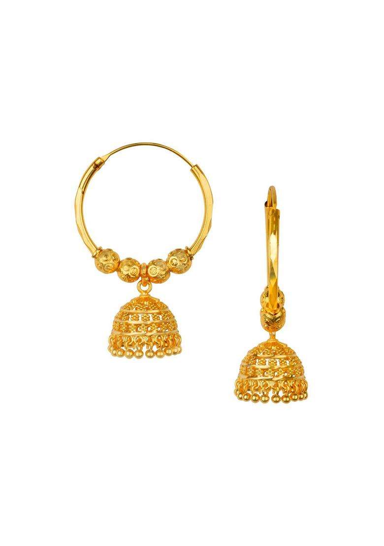 Gold-Plated Temple Dome Shaped Jhumkas Earrings for Women | Traditional Temple Jewellery for Wedding & Festive Wear | Gift for Her - Indya