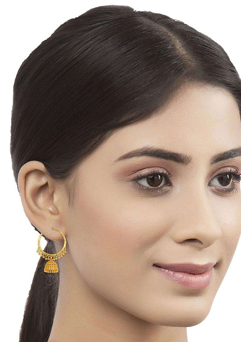 Gold-Plated Temple Circular Jhumkas Earrings for Women | Traditional Temple Jewellery for Wedding & Festive Wear | Gift for Her - Indya