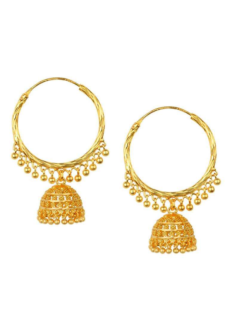 Gold-Plated Temple Circular Jhumkas Earrings for Women | Traditional Temple Jewellery for Wedding & Festive Wear | Gift for Her - Indya