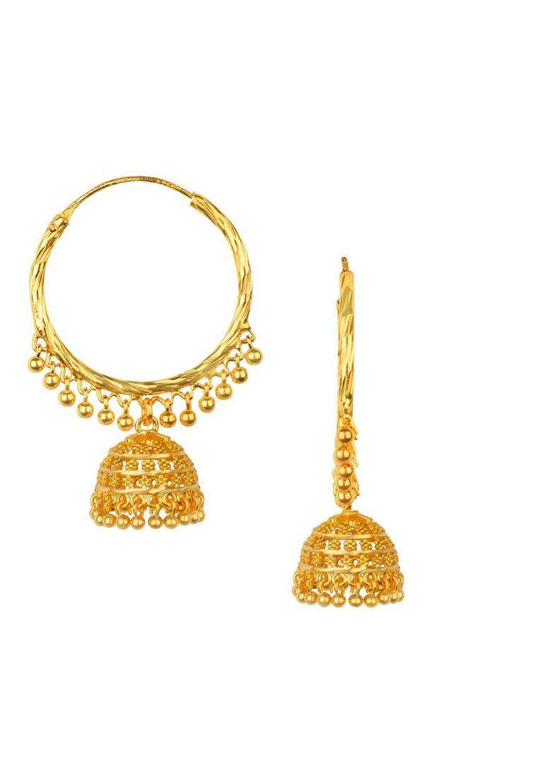 Gold-Plated Temple Circular Jhumkas Earrings for Women | Traditional Temple Jewellery for Wedding & Festive Wear | Gift for Her - Indya