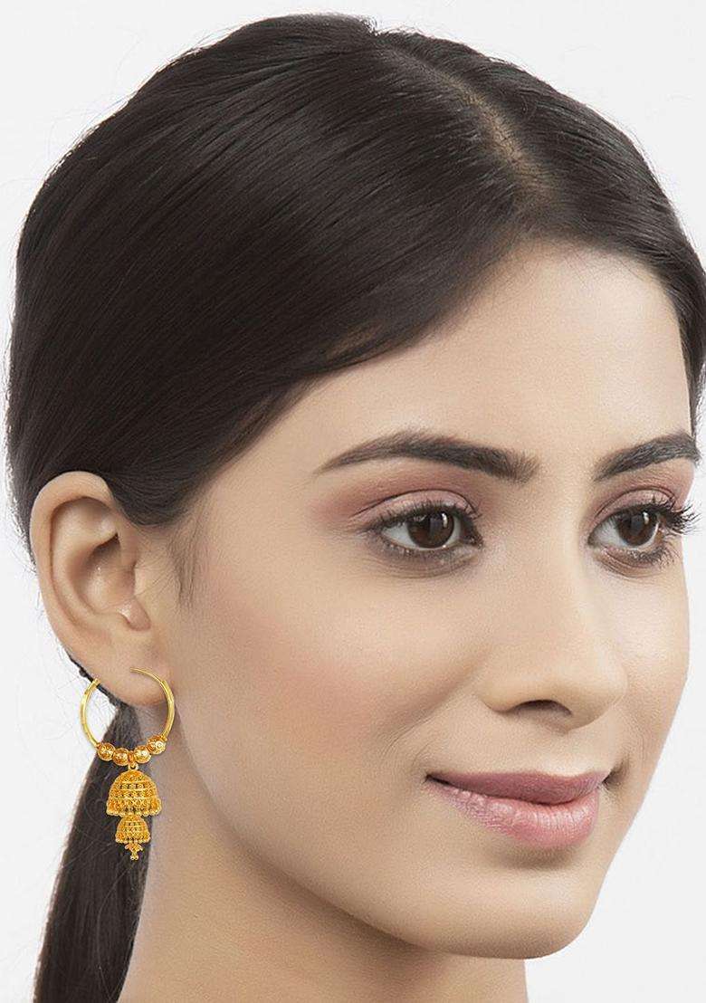 Gold-Plated Temple Circular Jhumkas Earrings for Women | Traditional Temple Jewellery for Wedding & Festive Wear | Gift for Her - Indya