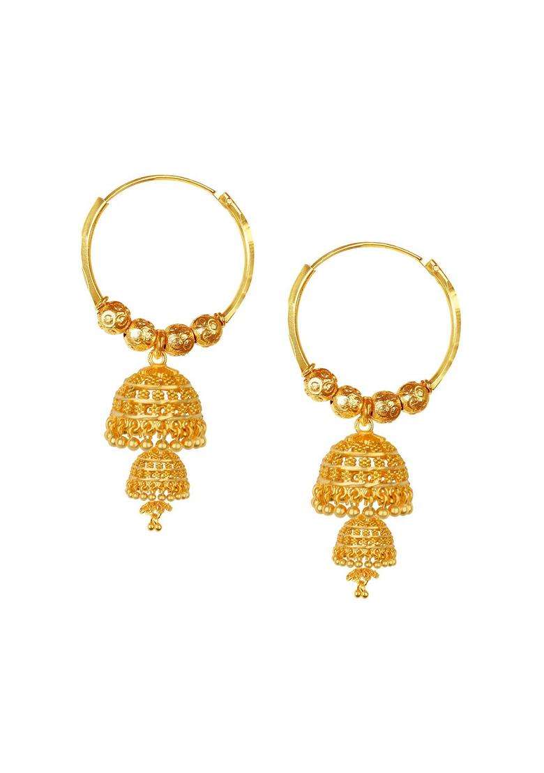 Gold-Plated Temple Circular Jhumkas Earrings for Women | Traditional Temple Jewellery for Wedding & Festive Wear | Gift for Her - Indya