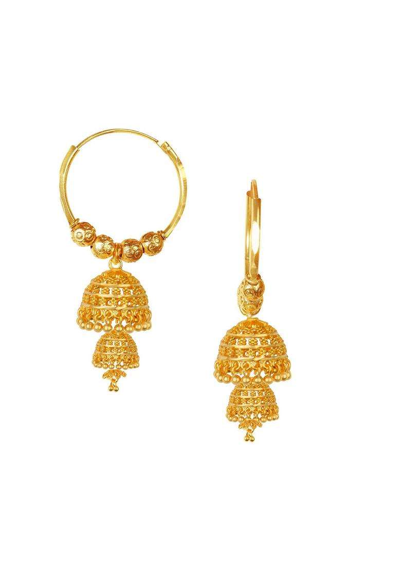 Gold-Plated Temple Circular Jhumkas Earrings for Women | Traditional Temple Jewellery for Wedding & Festive Wear | Gift for Her - Indya