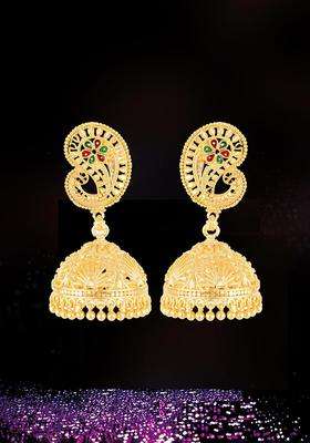 Gold-Plated Temple Contemporary Jhumkas Earrings for Women | Traditional Temple Jewellery for Wedding & Festive Wear | Gift for Her