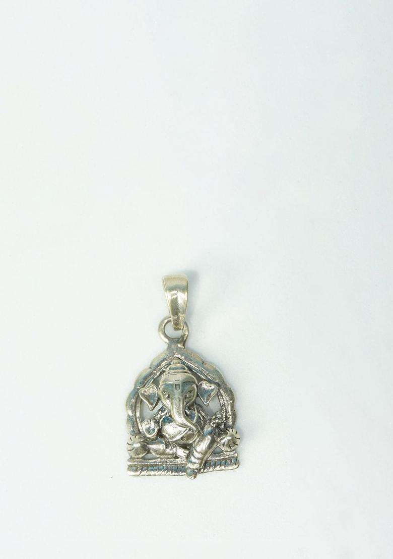 Ganesha Silver Pendent for Men & Women | Traditional Temple Jewellery for Wedding & Festive Wear | Festive Gift - Indya