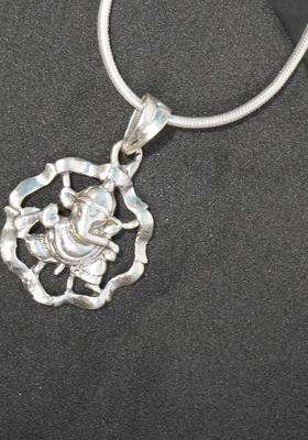 Sacred Silver Ganesha Floral Pendant for Men & Women | Traditional Temple Jewellery for Wedding & Festive Wear | Festive Gift