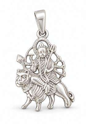 Silver Divine Durga Pendant for Men & Women | Traditional Temple Jewellery for Wedding & Festive Wear | Festive Gift