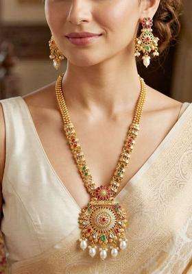 Gold-Plated Temple Necklace and Earrings for Women | Traditional Temple Jewellery for Wedding & Festive Wear | Gift for Her