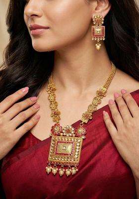 Gold-Plated Temple Necklace and Earrings for Women | Traditional Temple Jewellery for Wedding & Festive Wear | Gift for Her
