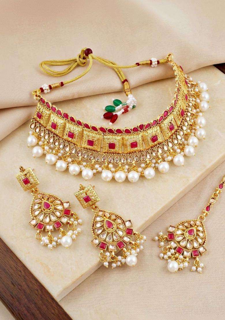 Gold-Plated Temple Necklace and Earrings for Women | Traditional Temple Jewellery for Wedding & Festive Wear | Gift for Her - Indya