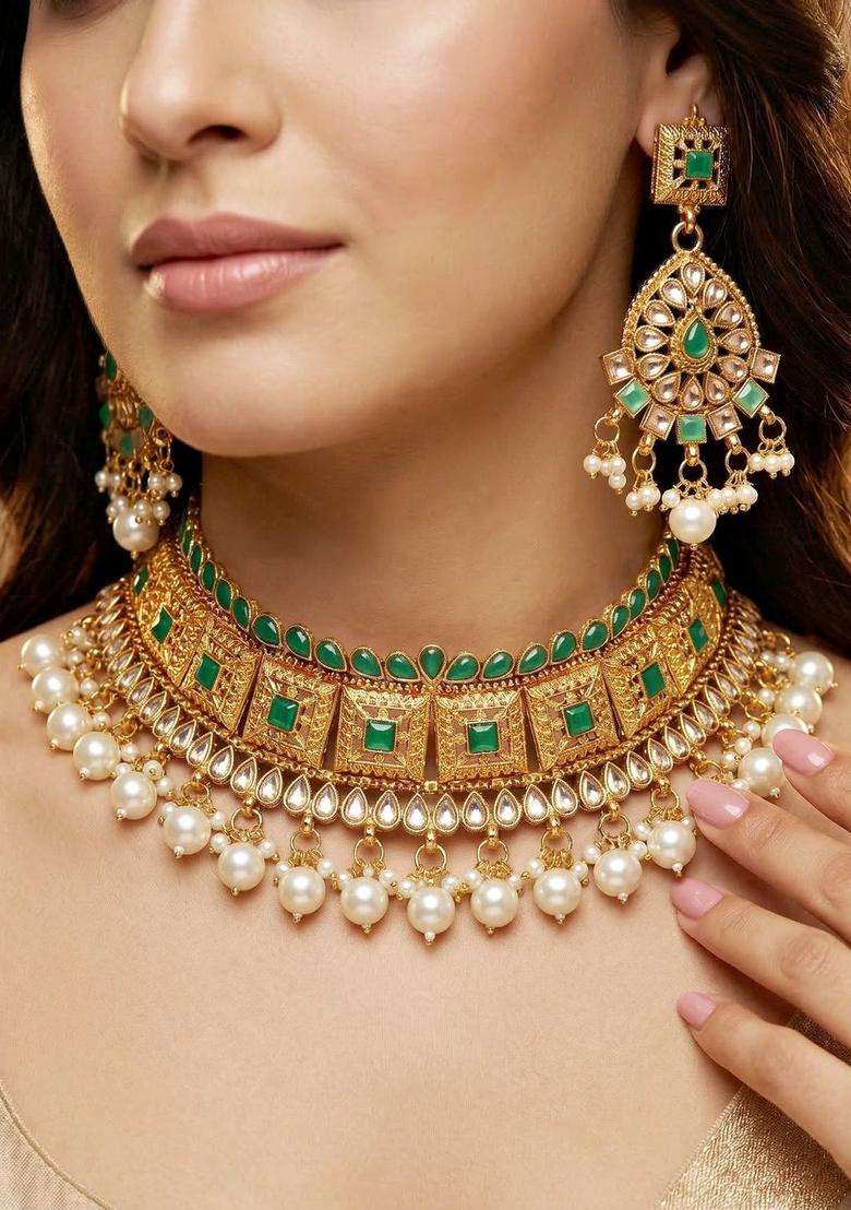 Gold-Plated Temple Necklace and Earrings for Women | Traditional Temple Jewellery for Wedding & Festive Wear | Gift for Her - Indya