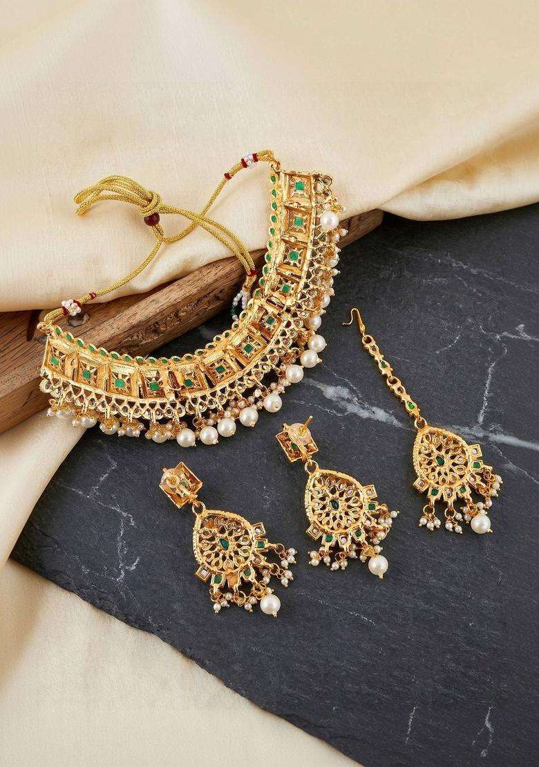 Gold-Plated Temple Necklace and Earrings for Women | Traditional Temple Jewellery for Wedding & Festive Wear | Gift for Her - Indya